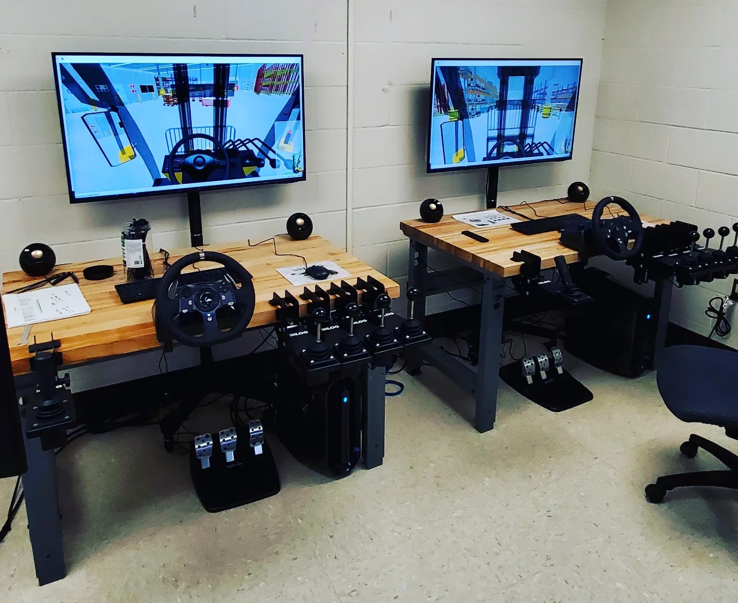 Two Forklift Personal Simulator tabletop stations